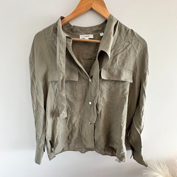 Soft Utility Long-Sleeve Blouse - light sea fern (light olive green) - Picture 1 of 5